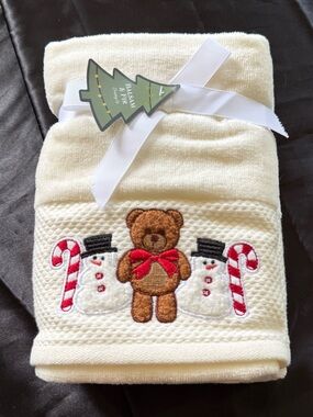 NEW Balsam & Fir Holiday Christmas Hand Towels, Set of 2 Teddy Bear & Snowman...